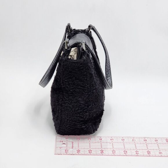 Guess Vintage Y2K Black Sherpa Fuzzy Mini Tote Handbag HTF - Picture 9 of 10